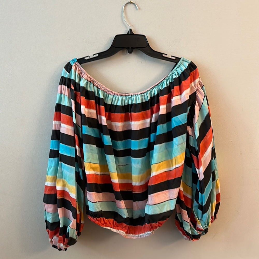 Caroline Constas White and Pink Oversized Crop Blouse - Picture 3 of 8